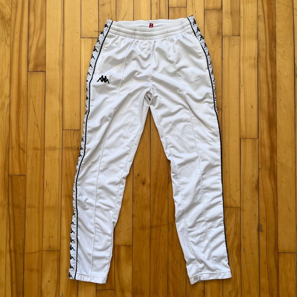 Kappa White Logo Tape Track Pants Mens 16 Years 176cm Athletic Joggers